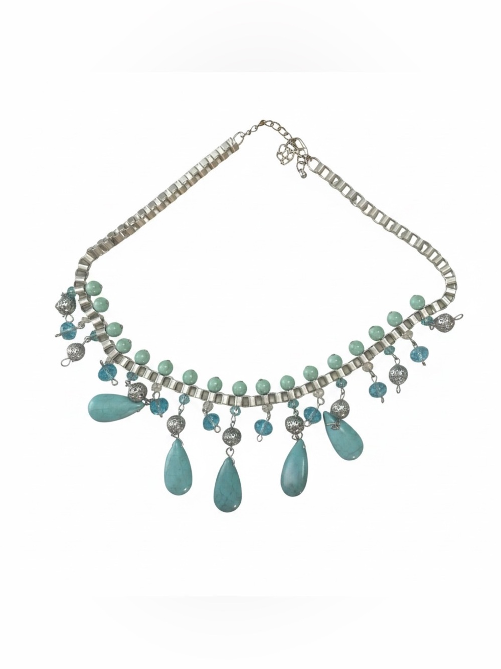 Turquoise Beaded Dangle Necklace